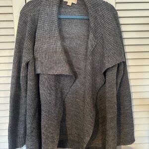 Michael Kors Charcoal Gray Open-Front Knit Cardigan